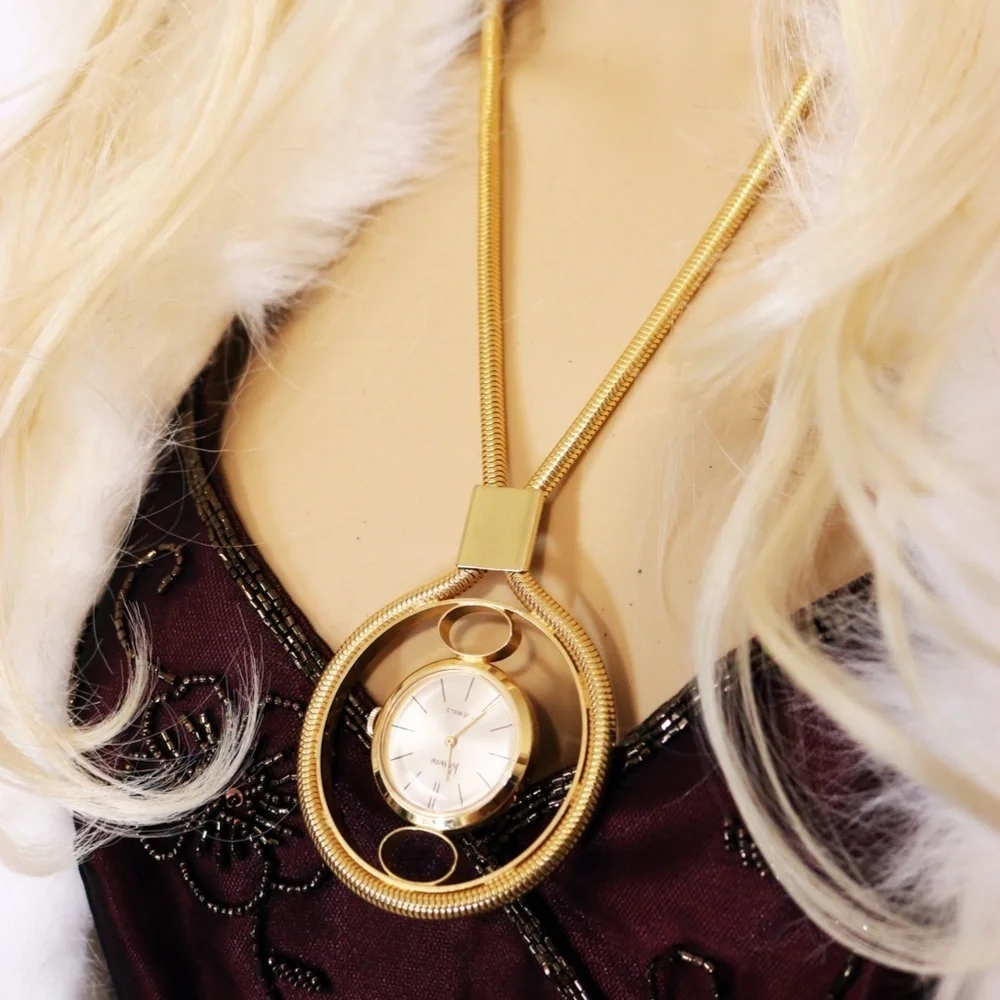 Vintage 1970s Rossini 17 Jewels Timepiece Necklace